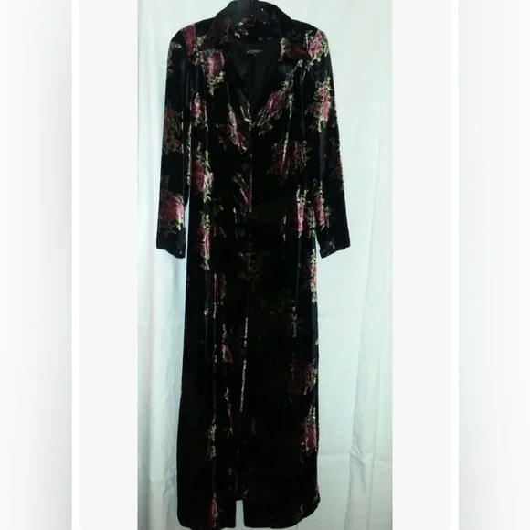 VINTAGE BETSEY JOHNSON VELVET MAXI DRESS AND MATCHING COAT DUSTER SET FL… - Picture 3 of 9
